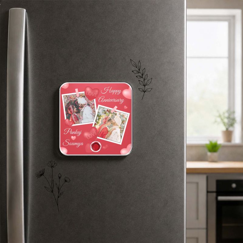 Happy for Husband Wife Personalized Music Fridge Magnet Custom with Photo & Song Refrigerator Magnets Decor Memory Photo Fridge Magnet